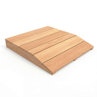 Outdoor Living Today Western Red Cedar Shed Ramp is a wooden ramp with evenly spaced slats and a gentle incline