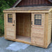 Outdoor Living Today 12×4 with Sliding Doors SpaceSaver Storage Shed shows both sliding doors open, revealing the empty wooden interior