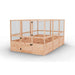 Outdoor Living Today 8×8 Raised Garden Bed displays a tall mesh fence around its wooden raised garden sections