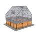 Outdoor Living Today 8×8 Raised Garden Bed is shown with a transparent greenhouse cover secured over the wooden frame