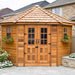 Outdoor Living Today 9×9 Penthouse Garden Shed appears by a patio