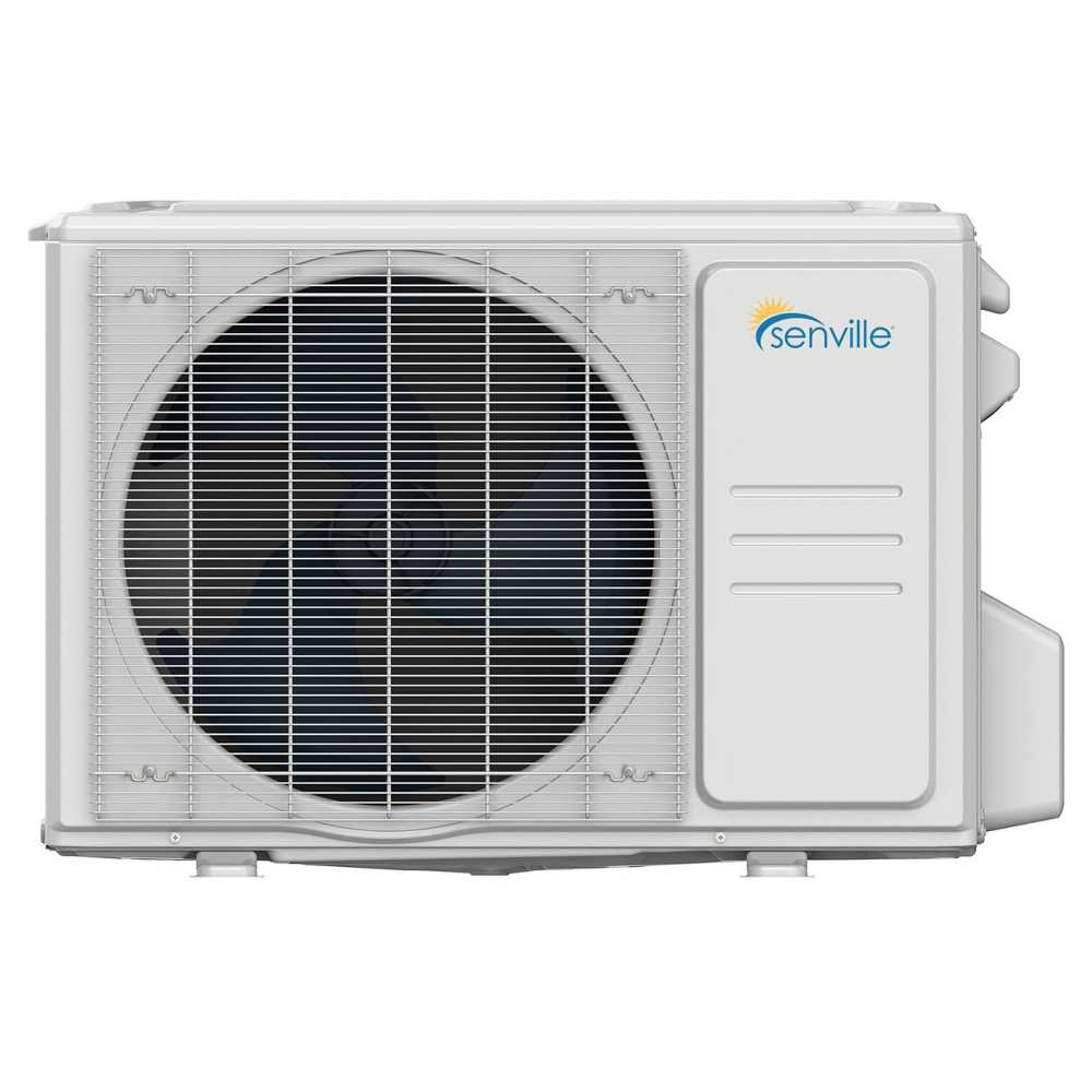 Outdoor component of the Senville 24000 BTU Mini Split Air Conditioner - Heat Pump - SENL24CD is compact and durable with a large fan for efficient airflow