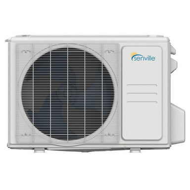 Outdoor component of the Senville 24000 BTU Mini Split Air Conditioner - Heat Pump - SENL24CD is compact and durable with a large fan for efficient airflow