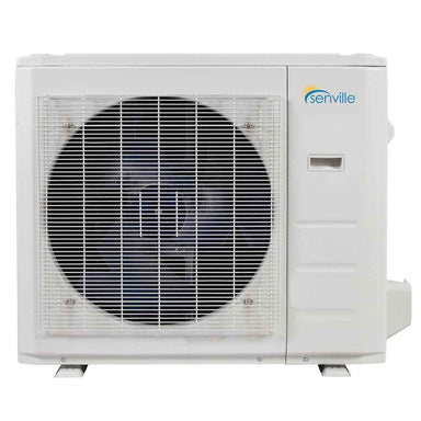 Outdoor unit of the Senville 24000 BTU Mini Split Air Conditioner - Heat Pump - SENA24HF features a large fan and Energy Star label