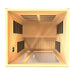 Overhead view looking into Golden Designs Dynamic Cordoba 2 Person Low EMF Far Infrared Sauna with carbon panels on every wall
