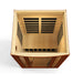 Overhead view looking into Golden Designs Dynamic San Marino Elite 2 Person Ultra Low EMF Far Infrared Sauna with carbon panels on the walls and a light wood interior