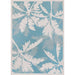 Overhead view highlights the full palm leaf pattern of Couristan Monaco Indoor/Outdoor Rug - Coastal Flora/Ivory-Turquoise