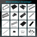 Package contents for Sun Gold Power Enclosed Battery Cabinet 6 Slot with Bus Bar, including shelves, busbars, casters, keys, and hardware
