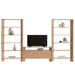 Paired with a matching TV console, Crate & Barrel Terrazza 38" Natural Solid Oak Wood 5-Shelf Storage Bookshelf creates a clean and balanced entertainment center