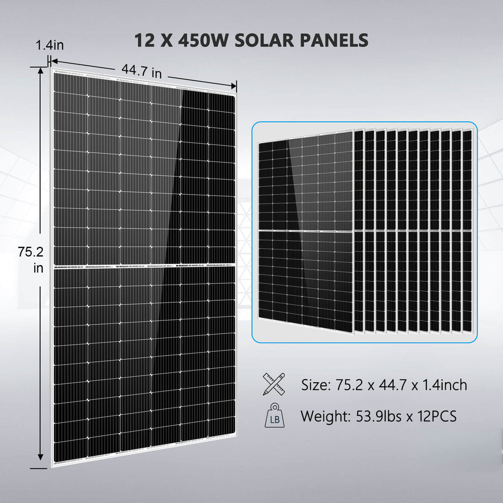 Paralleled 5000W 48V split-phase inverter system detail from the Sun Gold Power 10000W 48VDC 120V/240V LifePO4 20.48KWH Lithium Battery 5400W Solar Panel Off-Grid Solar Kit