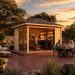 Pavilion ALU 44B Freedom Room transformed into a backyard bar for an afternoon gathering with friends and family.