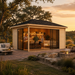 Pavilion ALU 44C Freedom Room transformed into a backyard bar with friends and family enjoying an afternoon get-together.