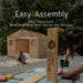 Person assembling wood pieces with tools highlights the Outdoor Living Today 3.5×4 Tiered Cedar Corner Raised Garden Bed at the center