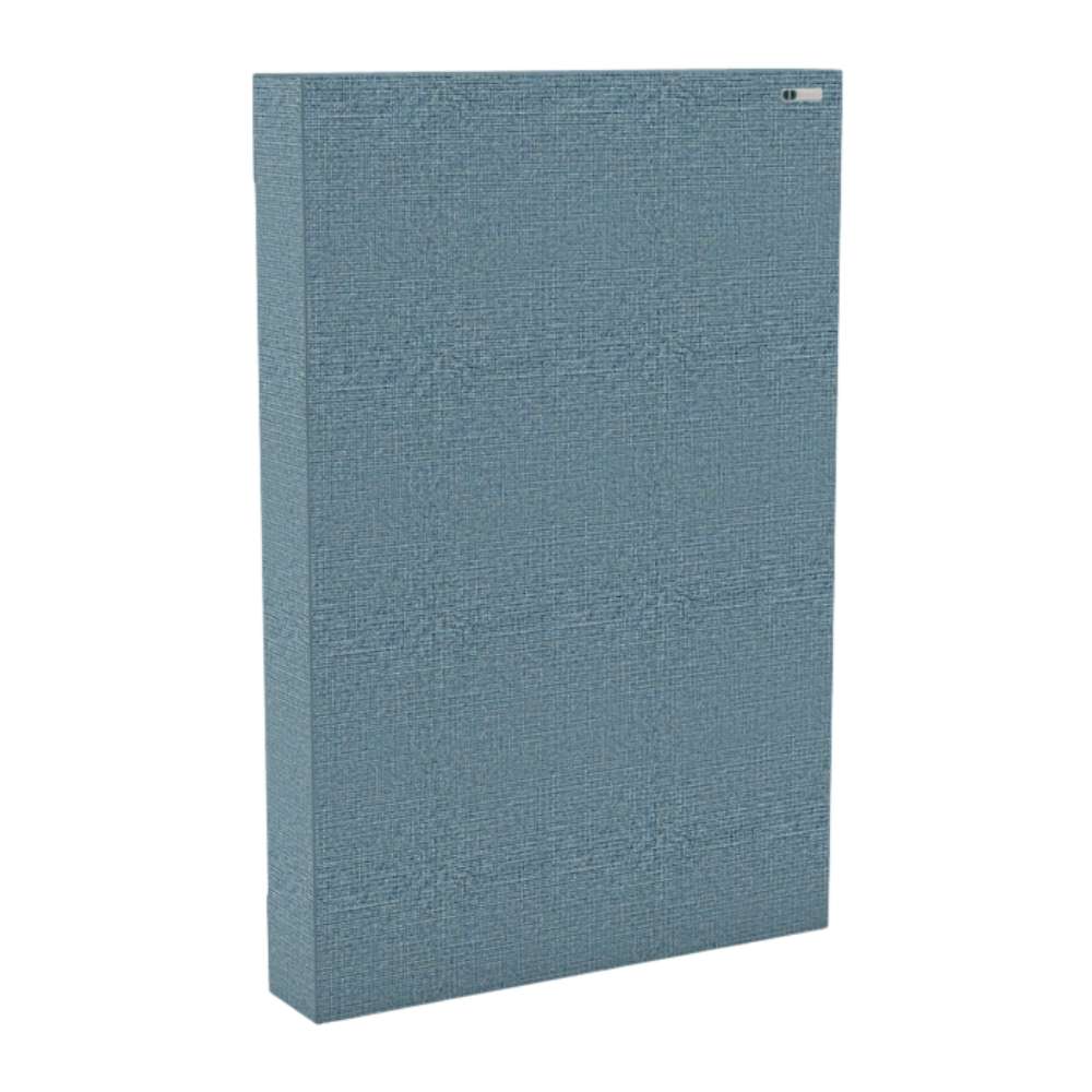Portrait Dolphin GIK Acoustics Classic Bass Trap in soft blue fabric finish for balanced sound and low-frequency absorption