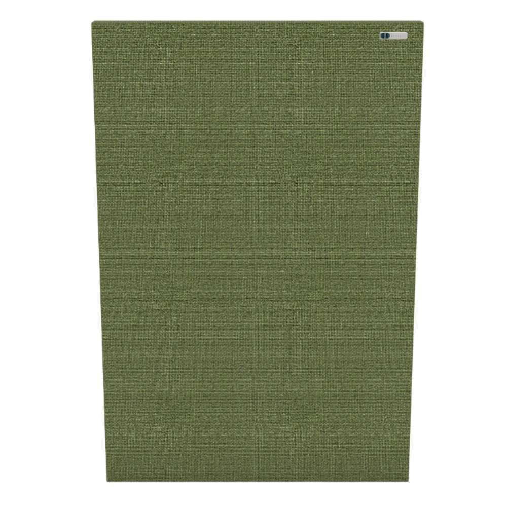 Portrait Fair Isle GIK Acoustics Classic Acoustic Panel in muted olive green fabric, designed as a rectangular panel for reducing echoes