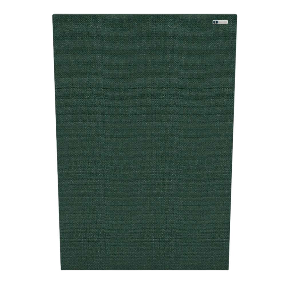 Portrait Lora GIK Acoustics FlexRange Acoustic Panel in deep forest green fabric with a textured finish for acoustic treatment