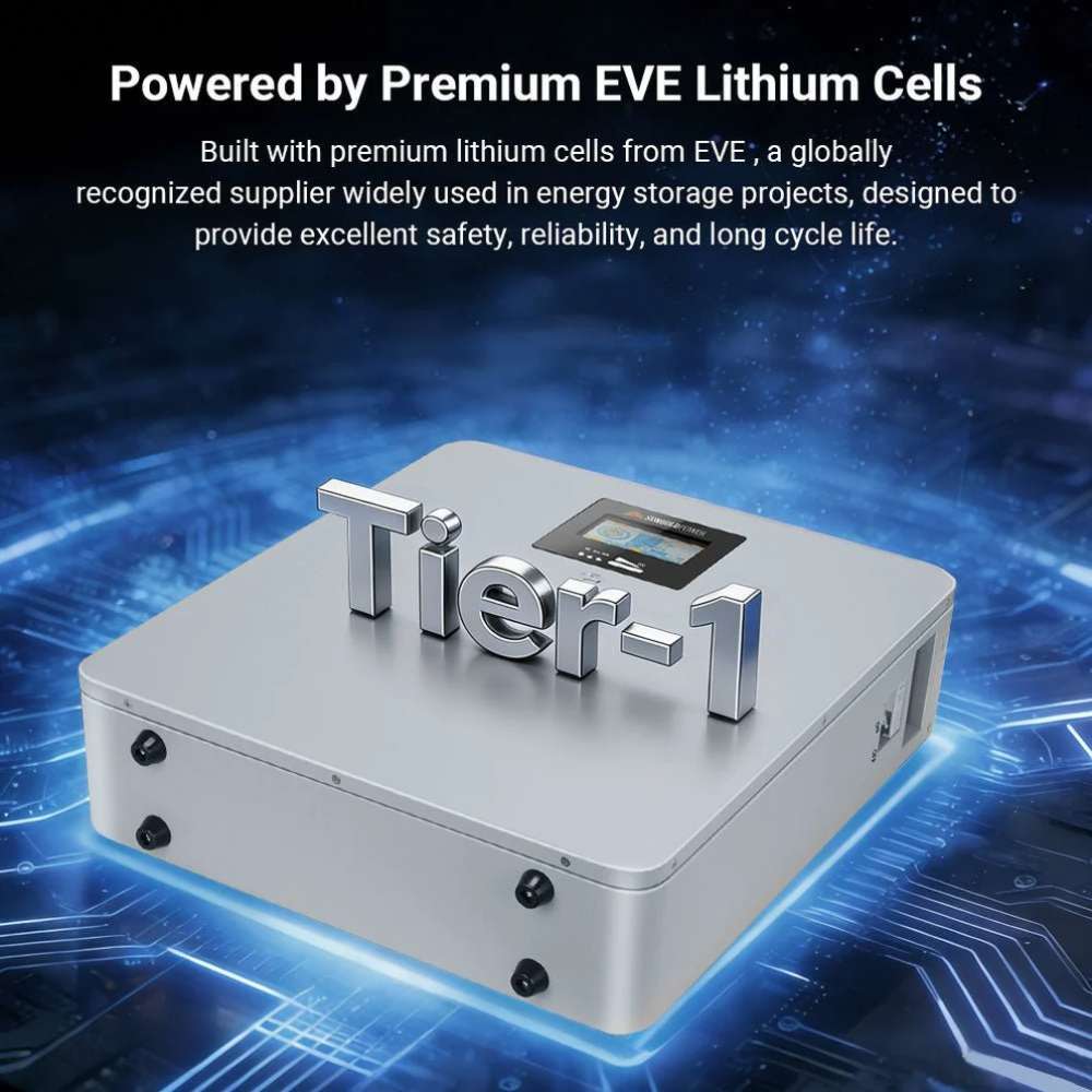 Premium Tier-1 EVE lithium cells power Sun Gold Power CoreX 5 Elite Wall-Mounted 48V 100Ah Residential Energy Storage Battery Pack for reliable energy storage