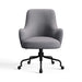 Quarry Icon Chenille Crate & Barrel Bellevue Upholstered Office Chair in quarry gray chenille with a rounded backrest and rolling base