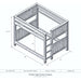 Queen Queen Left – Fireside Lodge Barnwood Bunk Bed shown as a black-and-white diagram of a queen-over-queen bunk bed with the ladder on the left and labeled measurements