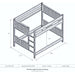 Queen Queen Right – Fireside Lodge Appalachian Bunk Bed is a technical drawing of a queen-over-queen bunk bed with a right-side ladder and full size dimensions