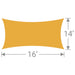 RS-1416 Tenshon Rectangle Shade Sail 14 ft x 16 ft rectangle shade sail size diagram with curved edges