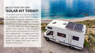 RV powered by Sun Gold Power 3000W 24V 120V 5.12KWH Lithium Battery 800W Solar Panel Off-Grid Solar Kit beside the coast
