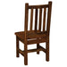 Rear angled view of Fireside Lodge Barnwood Prairie Dining Side Chair displaying the solid back frame and vertical slats