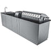 Rear design of Sunstone Gulf Breeze 10ft Expansive Cabinet Island Package with clean stainless panels and long countertop
