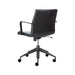 Rear view of Crate & Barrel Graham Black Office Chair with a smooth upholstered back and metal arms