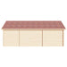 Rear elevation of the GardenHouse24 USA Clockhouse Bristol 44mm Garden Room is shown as a clean wooden wall beneath a reddish shingle roof