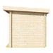 Rear of the GardenHouse24 USA Sauna Li 90 Garden Room displays a solid wooden back wall with clean, uninterrupted paneling