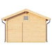 Rear side of the GardenHouse24 USA Astrid 70 Garden Room displays a minimalist wooden wall with a centered window under the pitched roof
