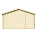 Rear view of the GardenHouse24 USA Nepean 44A Garden Room, displaying the plain wood paneling and sloped roof without windows or doors