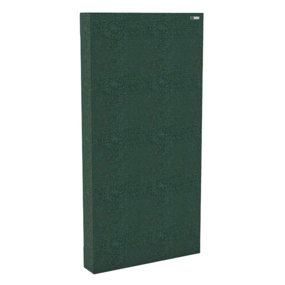 Rectangle Lora GIK Acoustics Classic Bass Trap in deep green fabric finish for bass absorption and room acoustic treatment