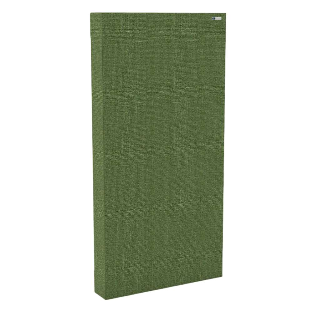 Rectangle Staffa GIK Acoustics Classic Bass Trap in green fabric finish for managing bass buildup in audio rooms