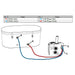 Red and blue hoses connect the chiller inlet and outlet to Golden Designs Dynamic Cold Therapy Inflatable Oval Cold Plunge in this setup diagram