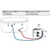 Red and blue hoses link the numbered chiller inlet and outlet to the tub inlet and outlet in this setup diagram for Golden Designs Dynamic Cold Therapy Inflatable Round Cold Plunge