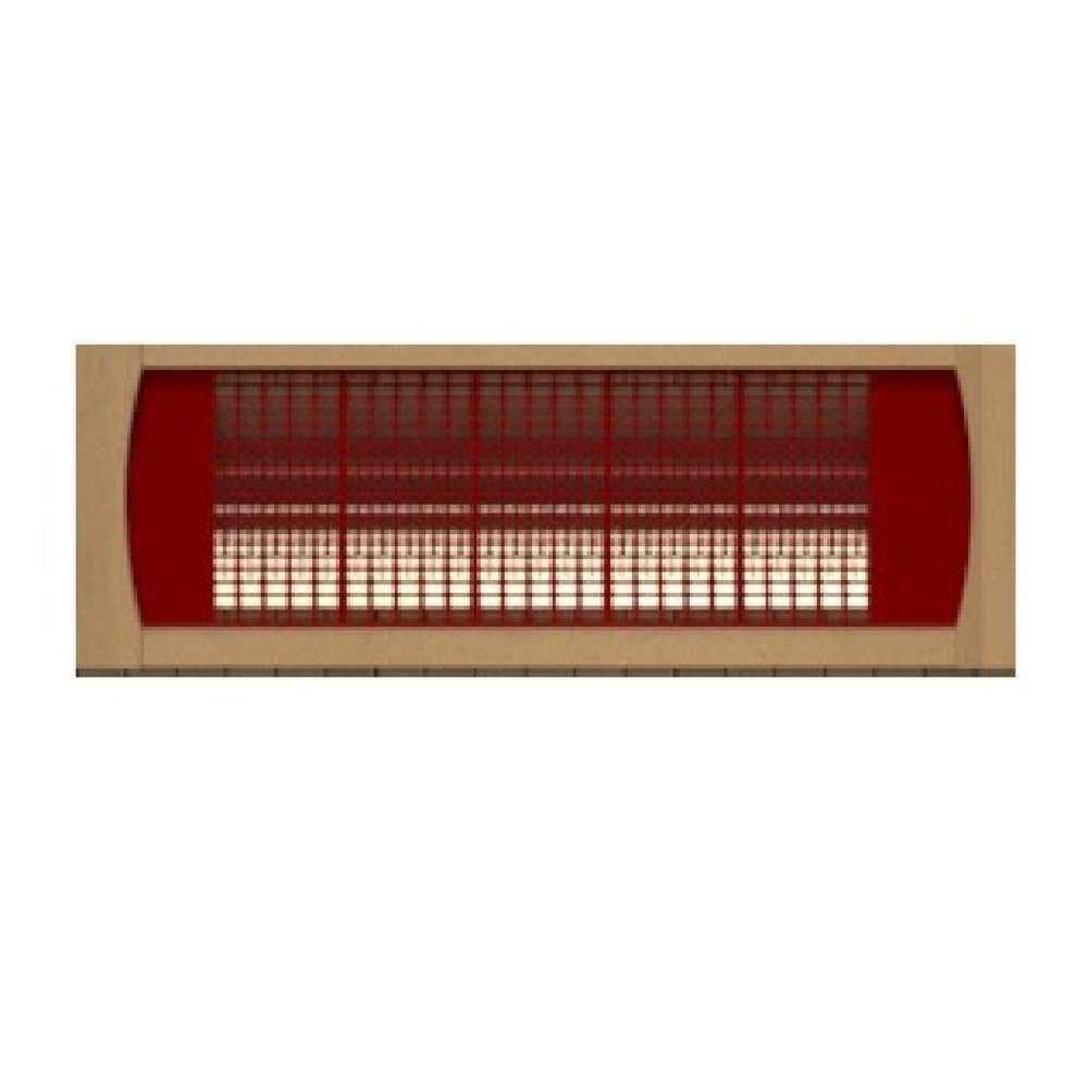 Red glowing heater element with a metal guard used in Golden Designs Maxxus Serenity Dual Tech 2 Person Low EMF Far Infrared Sauna