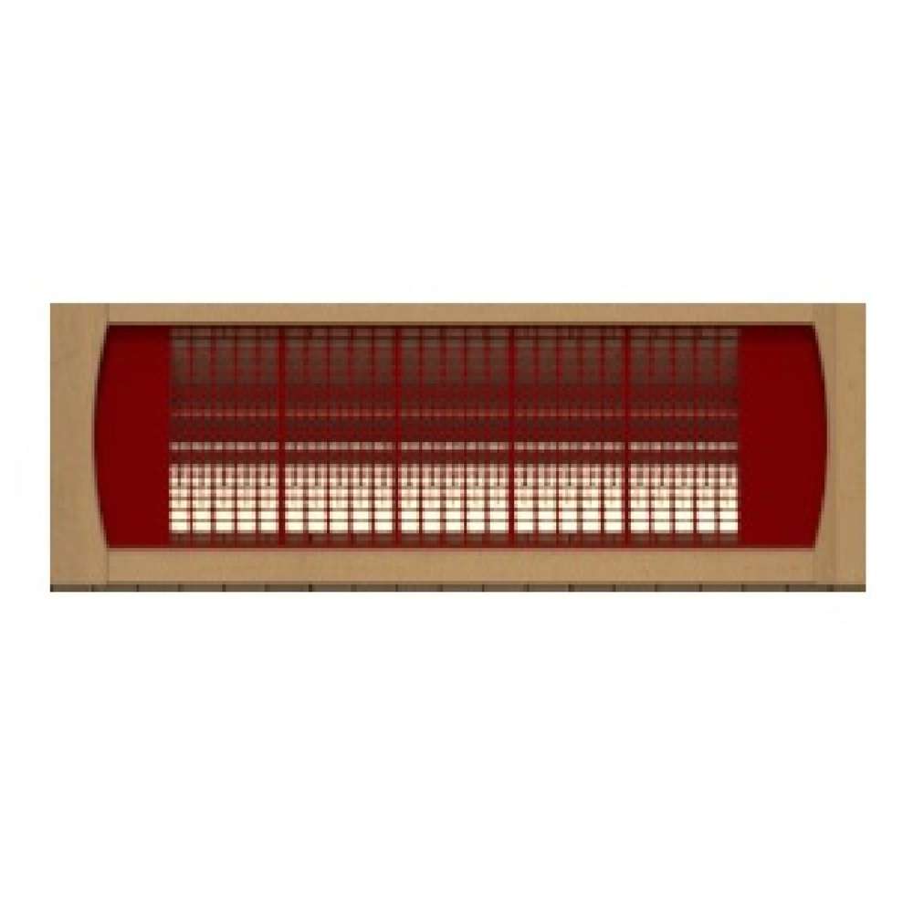 Red glowing heater element with a metal guard used in Golden Designs Maxxus Trinity Dual Tech 3 Person Low EMF Far Infrared Sauna