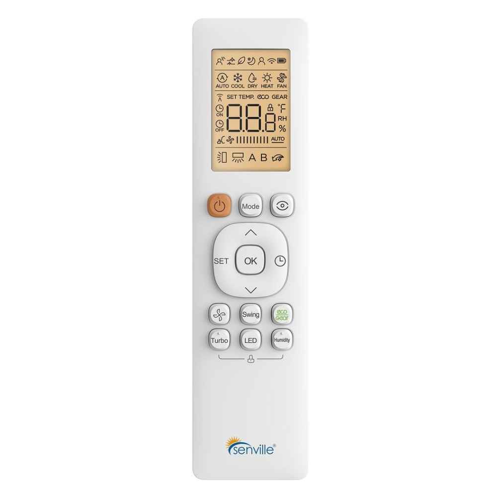 Remote control of the Senville 24000 BTU Floor Mounted Mini Split Air Conditioner - Heat Pump - SENA24HFIF