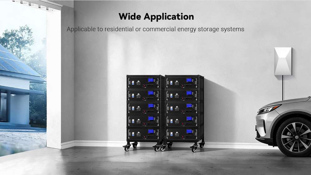 Residential energy storage system using Sun Gold Power 5-Layer Battery Rack with stacked battery modules
