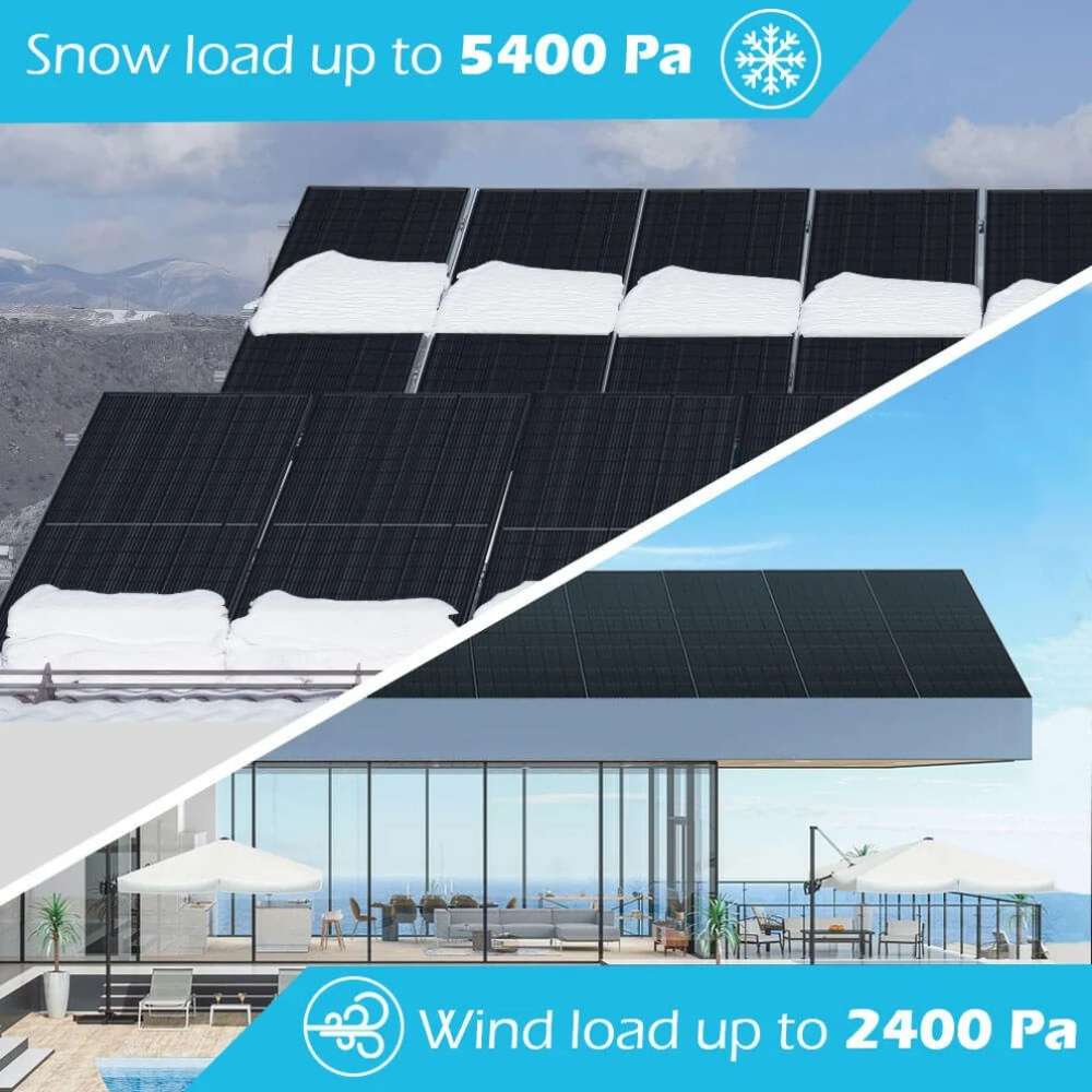 Rooftop installations demonstrate Sun Gold Power 415W Mono Black PERC Solar Panel with snow load resistance up to 5400 Pa and wind load resistance up to 2400 Pa