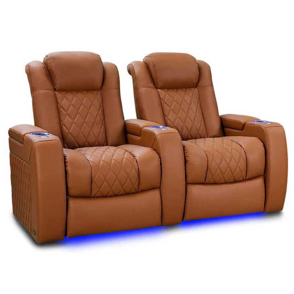 Royal Cognac Valencia Tuscany Ultimate Edition Home Theater Seating Row of 2 Loveseat Width 61.5 Height 43.5 Depth 40