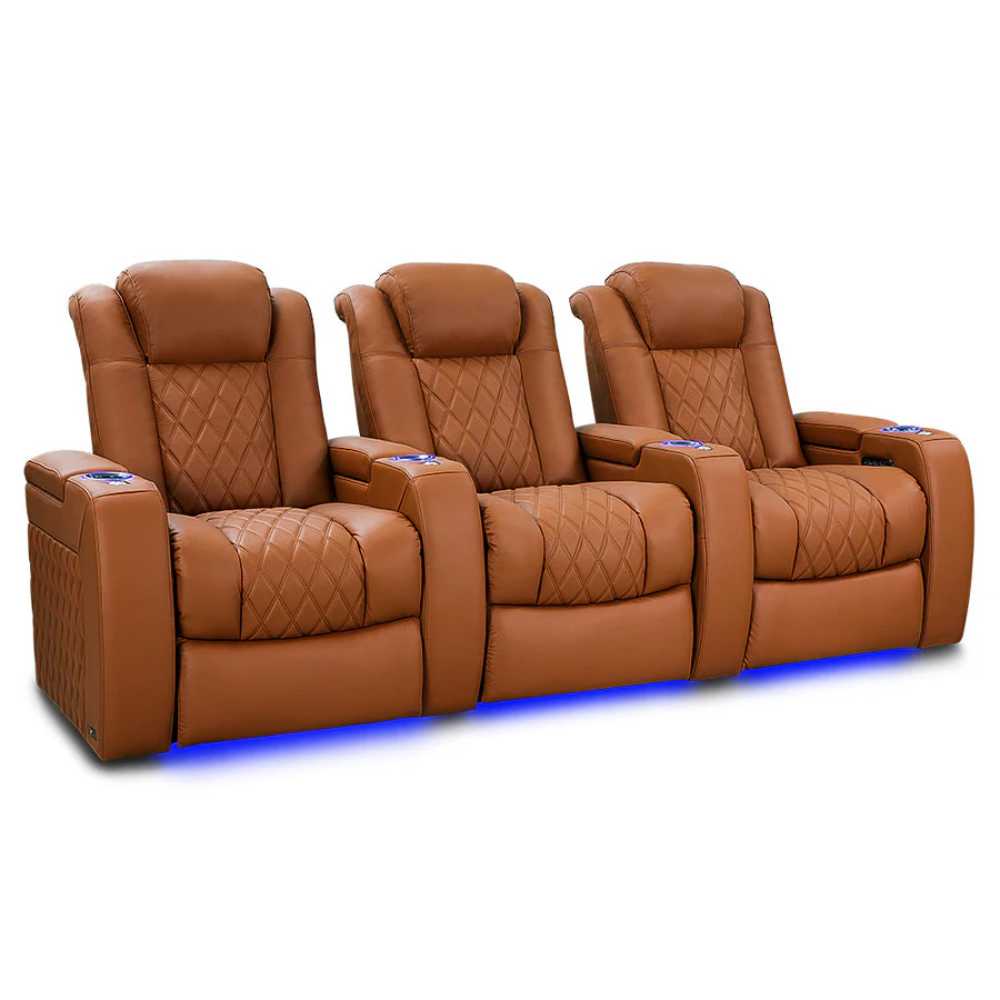 Royal Cognac Valencia Tuscany Ultimate Edition Home Theater Seating Row of 3 Loveseat Left Width 92.25 Height 43.5 Depth 40