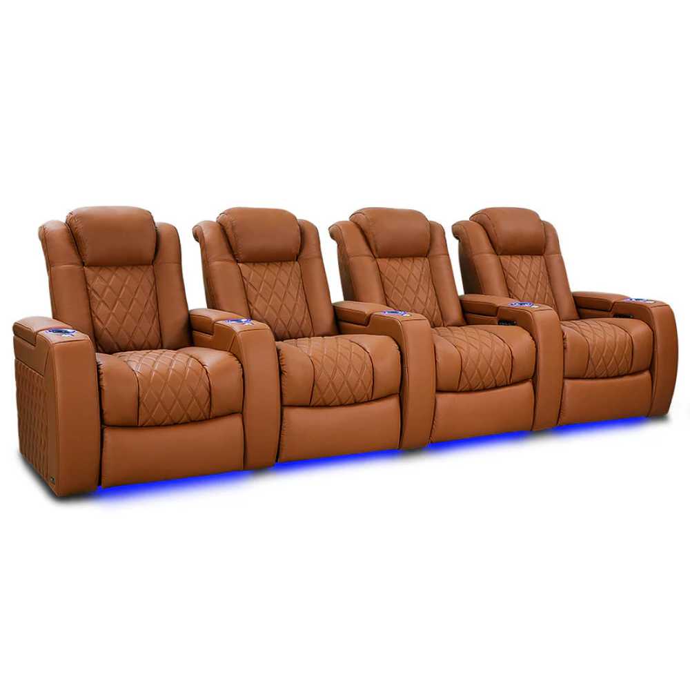 Royal Cognac Valencia Tuscany Ultimate Edition Home Theater Seating Row of 4 Loveseat Center Width 123 Height 43.5 Depth 40