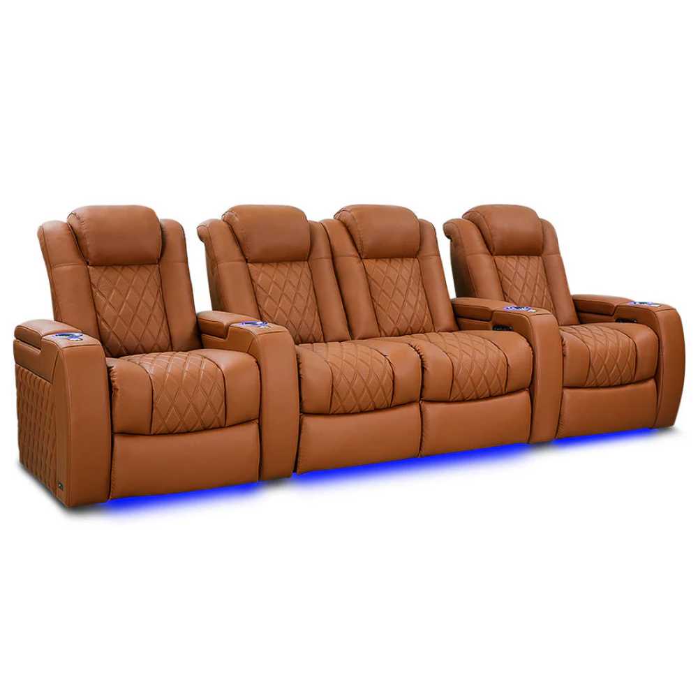 Royal Cognac Valencia Tuscany Ultimate Edition Home Theater Seating Row of 4 Loveseat Left Width 123 Height 43.5 Depth 40