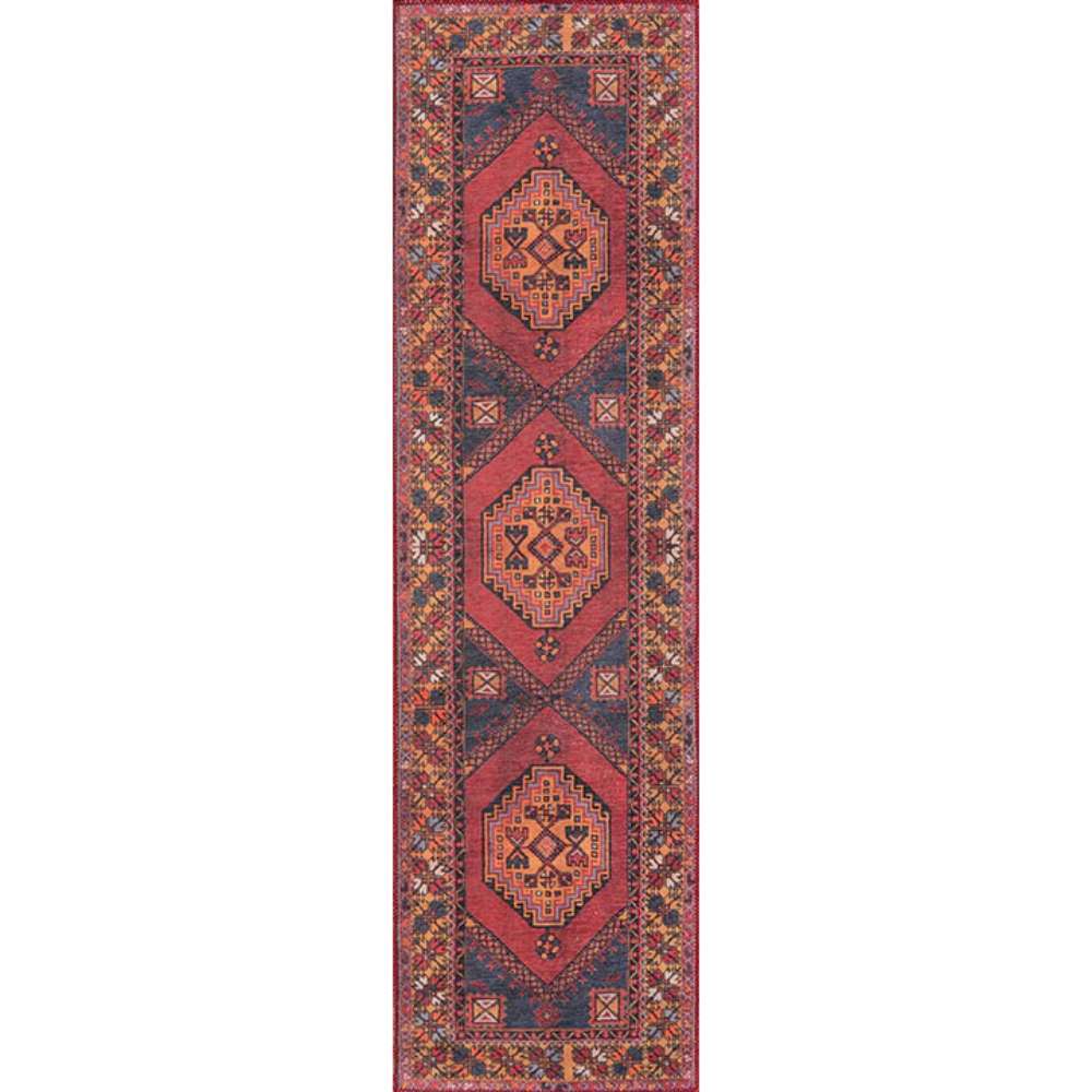 Runner version of Momeni Afshar Indoor Rug - AFS16 Red provides a long, narrow design with repeating medallions