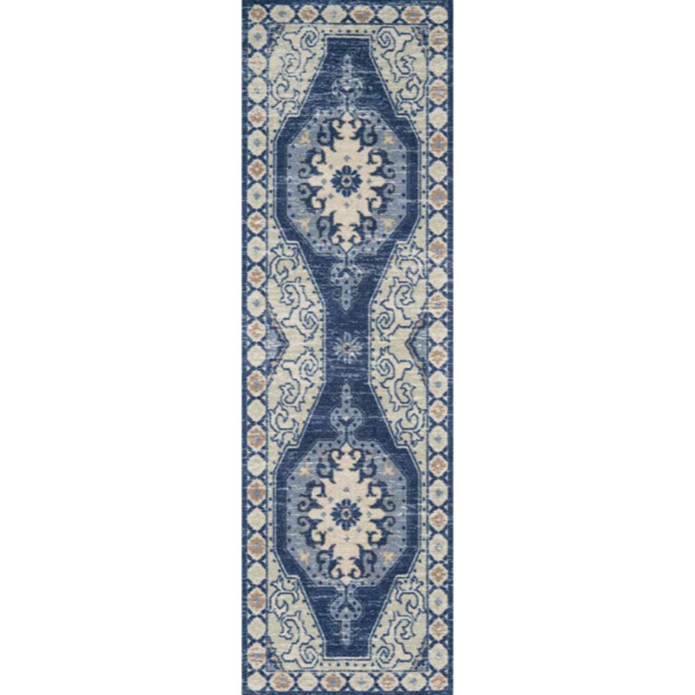 Runner version of Momeni Anatolia Indoor Rug - ANA-3 Navy showcases its long, symmetrical medallion design