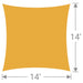 SS-14 Tenshon Square Shade Sail features a 14-foot by 14-foot square design with curved edges for stylish outdoor sun protection