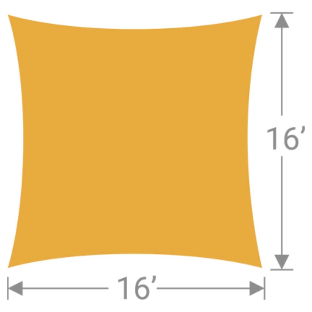 SS-16 Tenshon Square Shade Sail features a 16-foot by 16-foot square design with curved edges for large outdoor shade applications